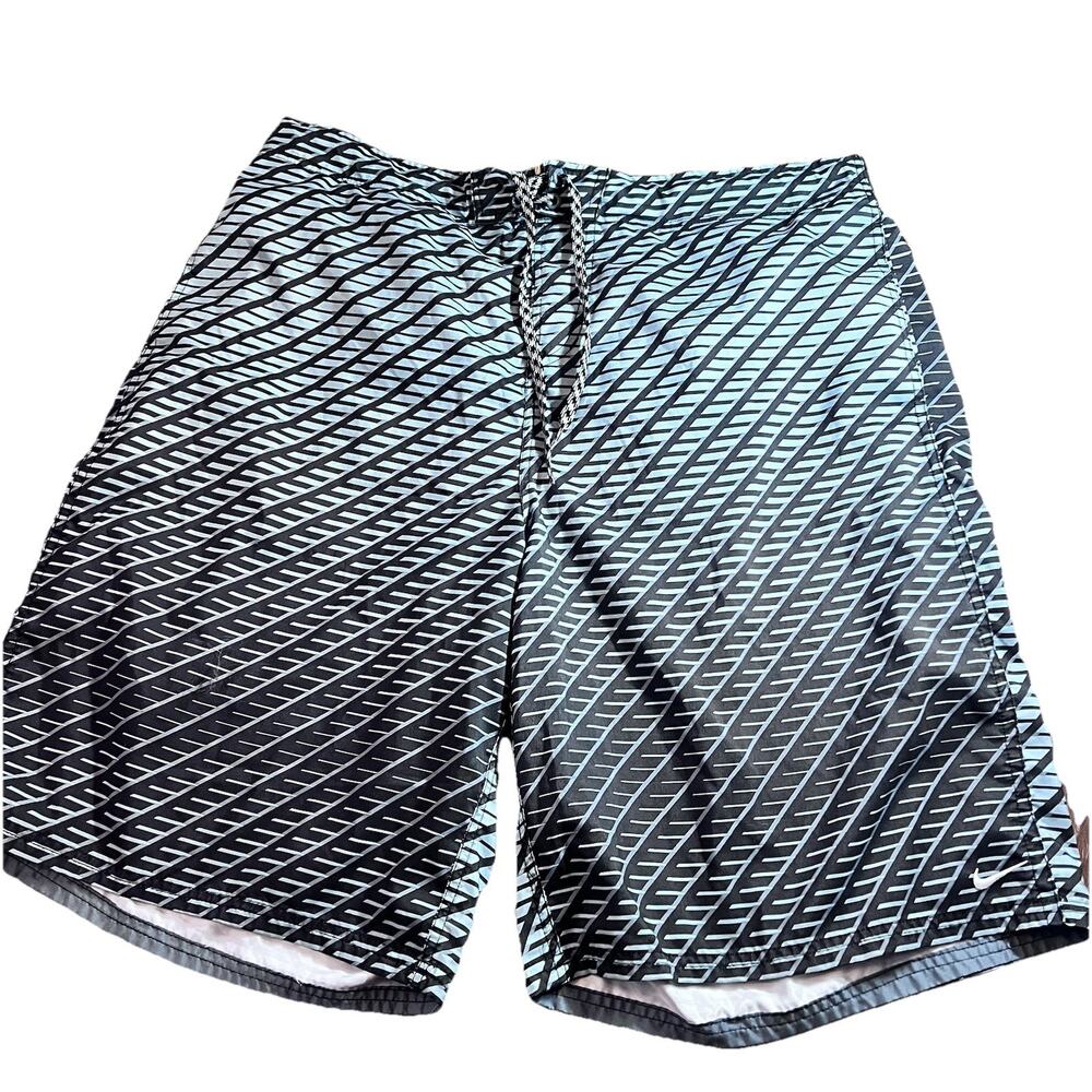Nike Mens Swim Shorts XXL Blue Black Lined Lightweight Pockets 2XL Trunks